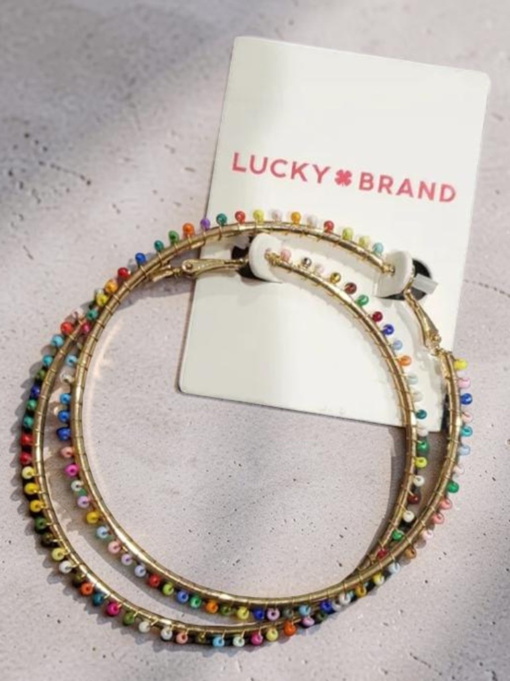 Lucky Brand multi-colored beaded hoop circle earrings brand new party,festival❤️